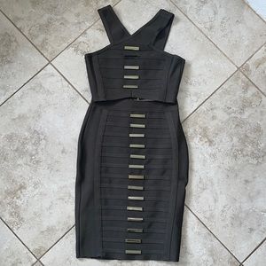 Worn once Olive 2pc Bodycon Skirt Set with gold metal details